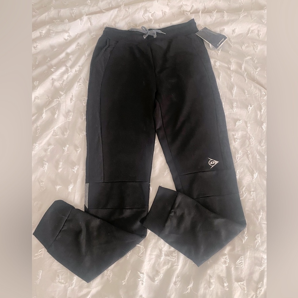 Dunlop brand black fitted joggers, Size XL (18)
